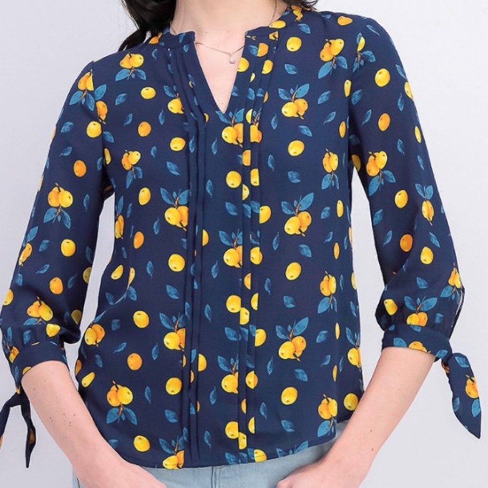 41 Hawthorn Melisa 3/4 sleeve tie fruit blouse top